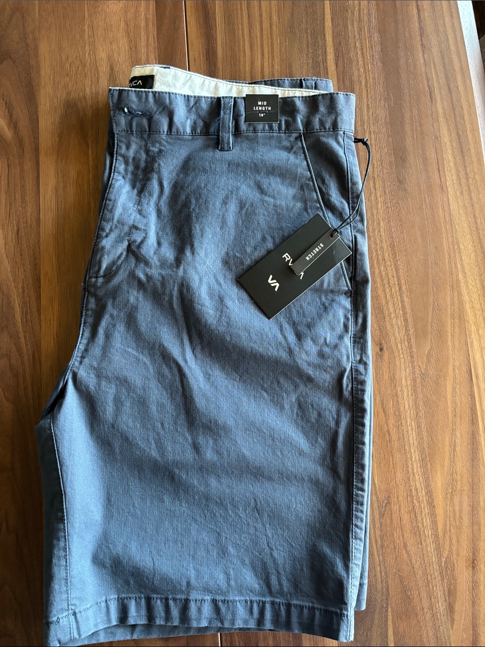 RVCA Slate Blue Mid-Length Chino Shorts